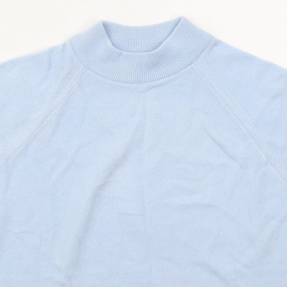 George Womens Blue Mock Neck  Acrylic Pullover Jumper Size 16