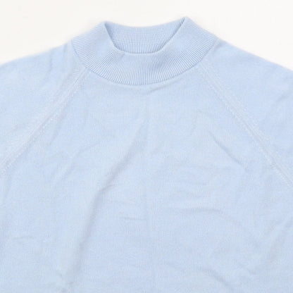 George Womens Blue Mock Neck  Acrylic Pullover Jumper Size 16