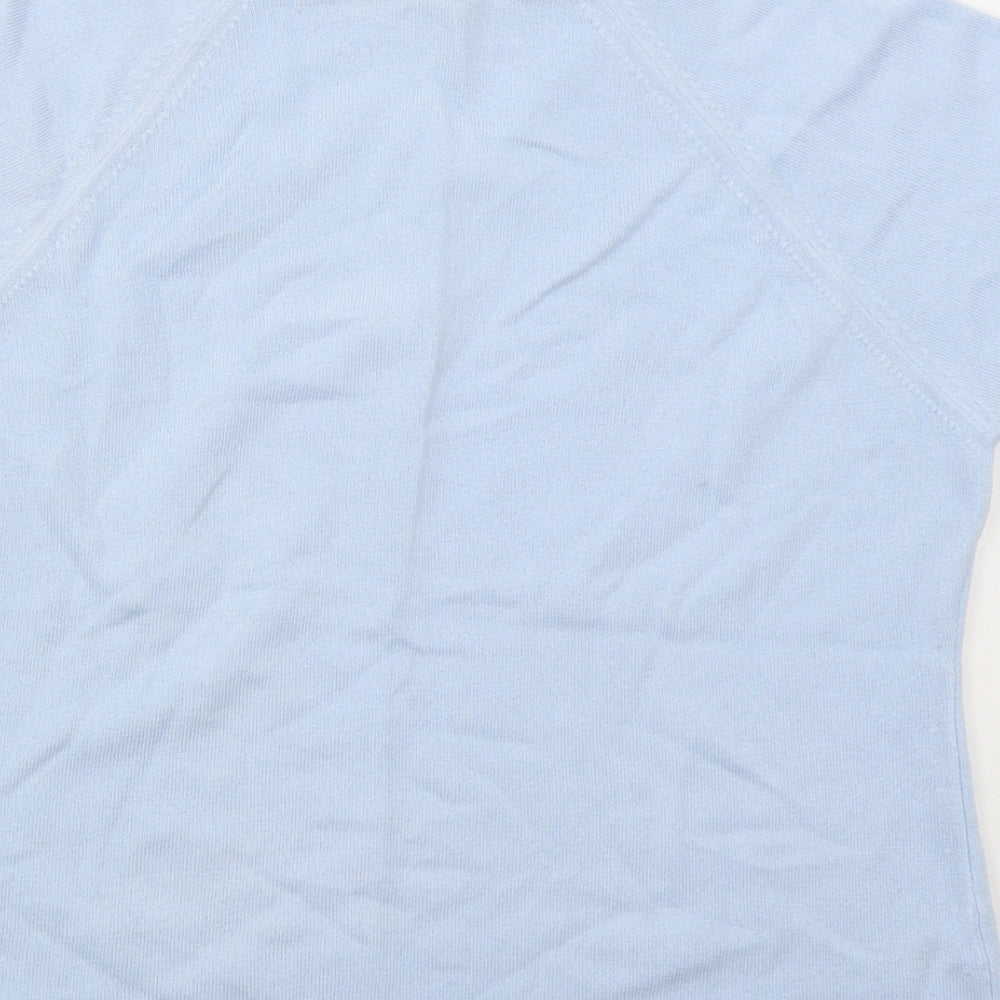 George Womens Blue Mock Neck  Acrylic Pullover Jumper Size 16
