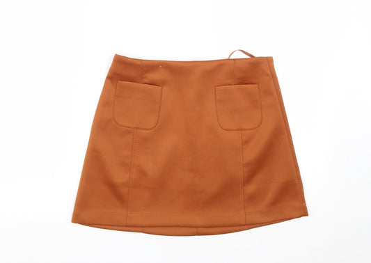 New Look Womens Brown  Polyester Maxi Skirt Size 10   Zip