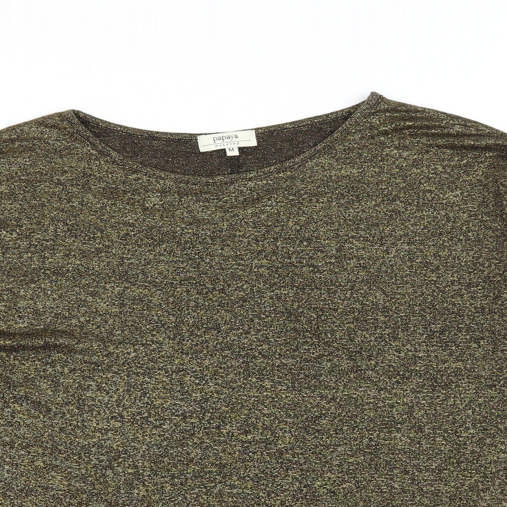 Matalan Womens Gold  Viscose Basic Blouse Size M Round Neck