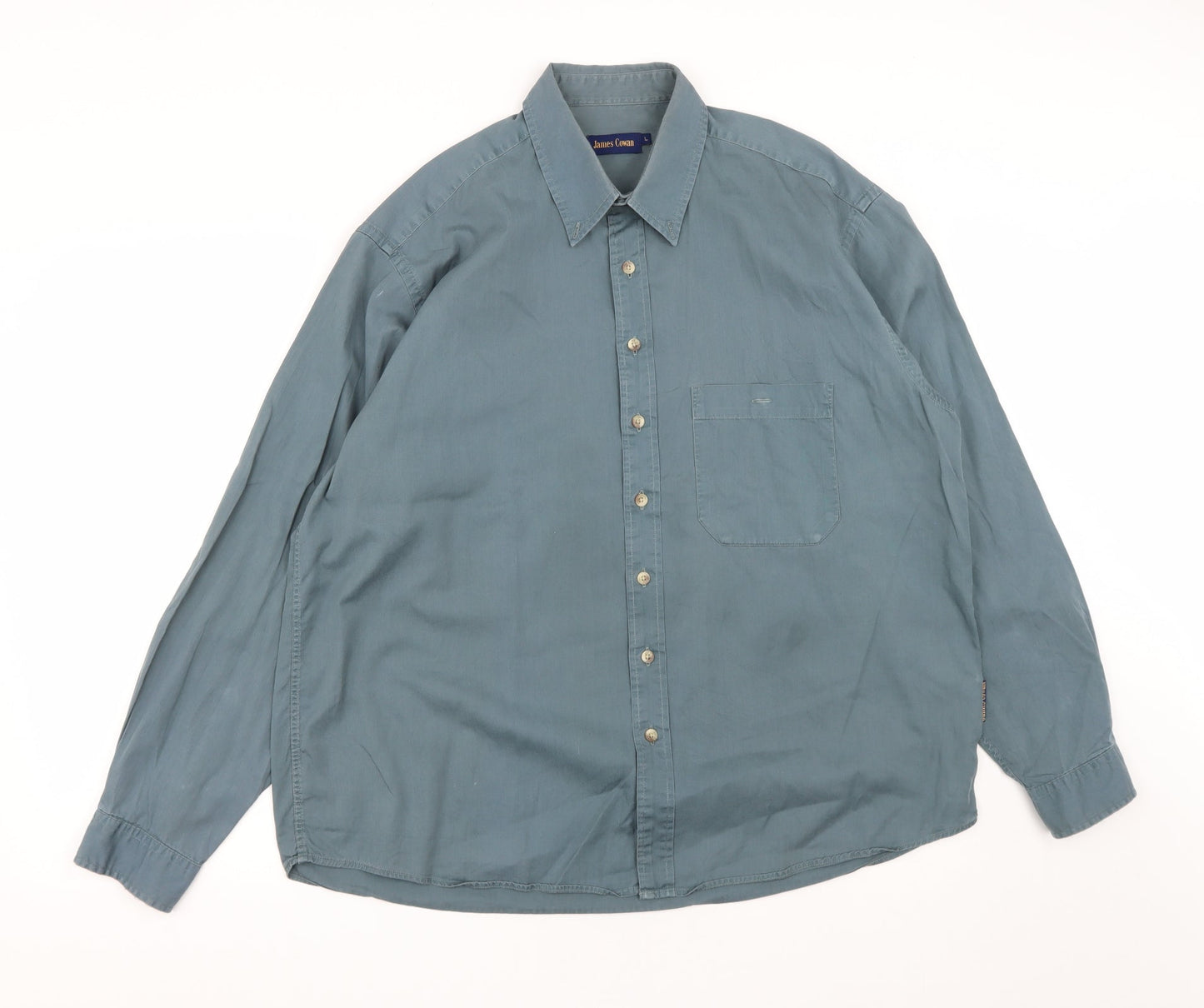 Mens UK Size L James Cowan Green  Button-Up Long Sleeve Casual Shirt