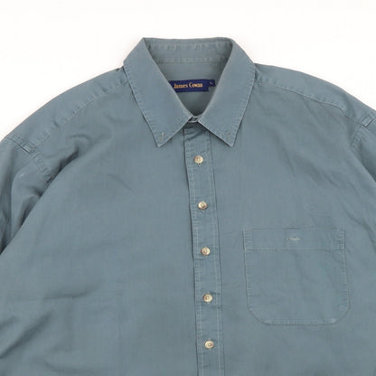 Mens UK Size L James Cowan Green  Button-Up Long Sleeve Casual Shirt
