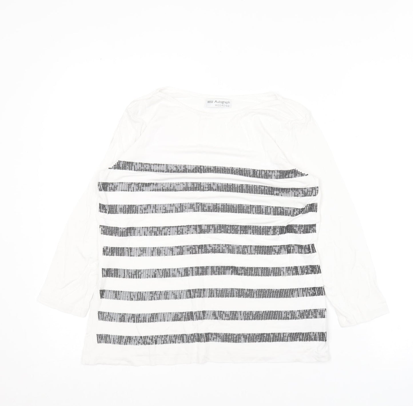 Autograph Womens White  Viscose Basic T-Shirt Size 12 Round Neck