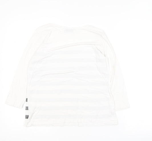 Autograph Womens White  Viscose Basic T-Shirt Size 12 Round Neck