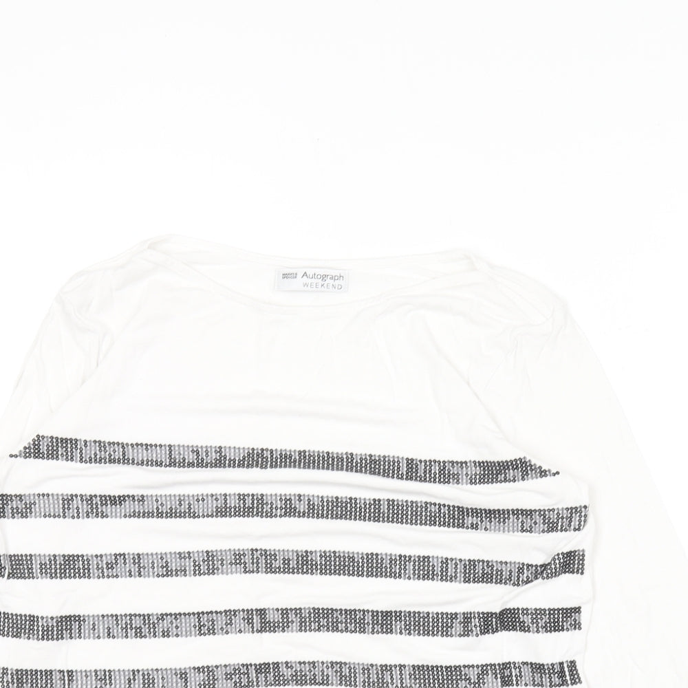 Autograph Womens White  Viscose Basic T-Shirt Size 12 Round Neck