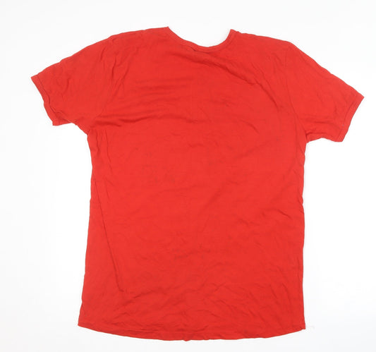 Lee Cooper Mens Red  Cotton  T-Shirt Size L V-Neck