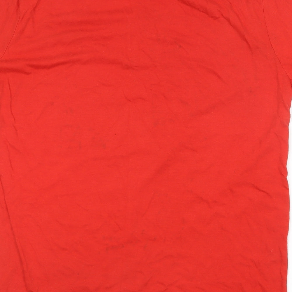 Lee Cooper Mens Red  Cotton  T-Shirt Size L V-Neck