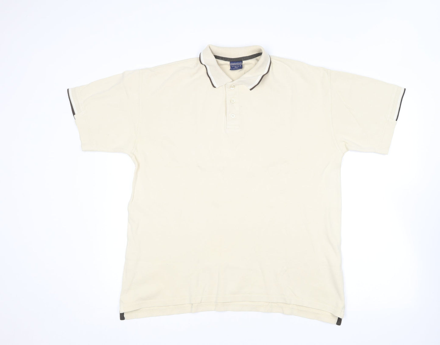 Cedar Wood State Mens Beige  Cotton  Polo Size S Collared