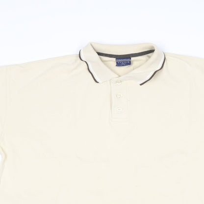 Cedar Wood State Mens Beige  Cotton  Polo Size S Collared