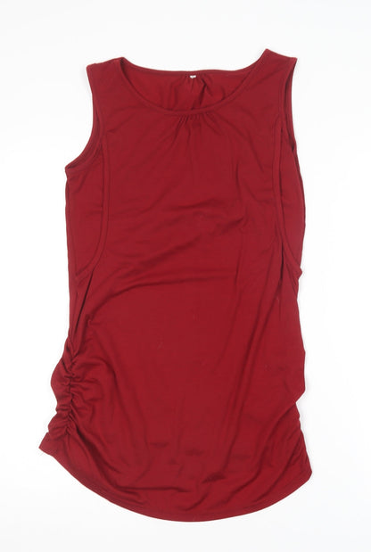Preworn Womens Red  Polyester Basic Tank Size M Round Neck