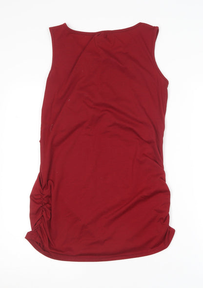 Preworn Womens Red  Polyester Basic Tank Size M Round Neck