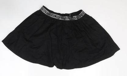 Divided by H&M Womens Black  Cotton Pleated Skirt Size 10   Zip