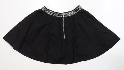 Divided by H&M Womens Black  Cotton Pleated Skirt Size 10   Zip