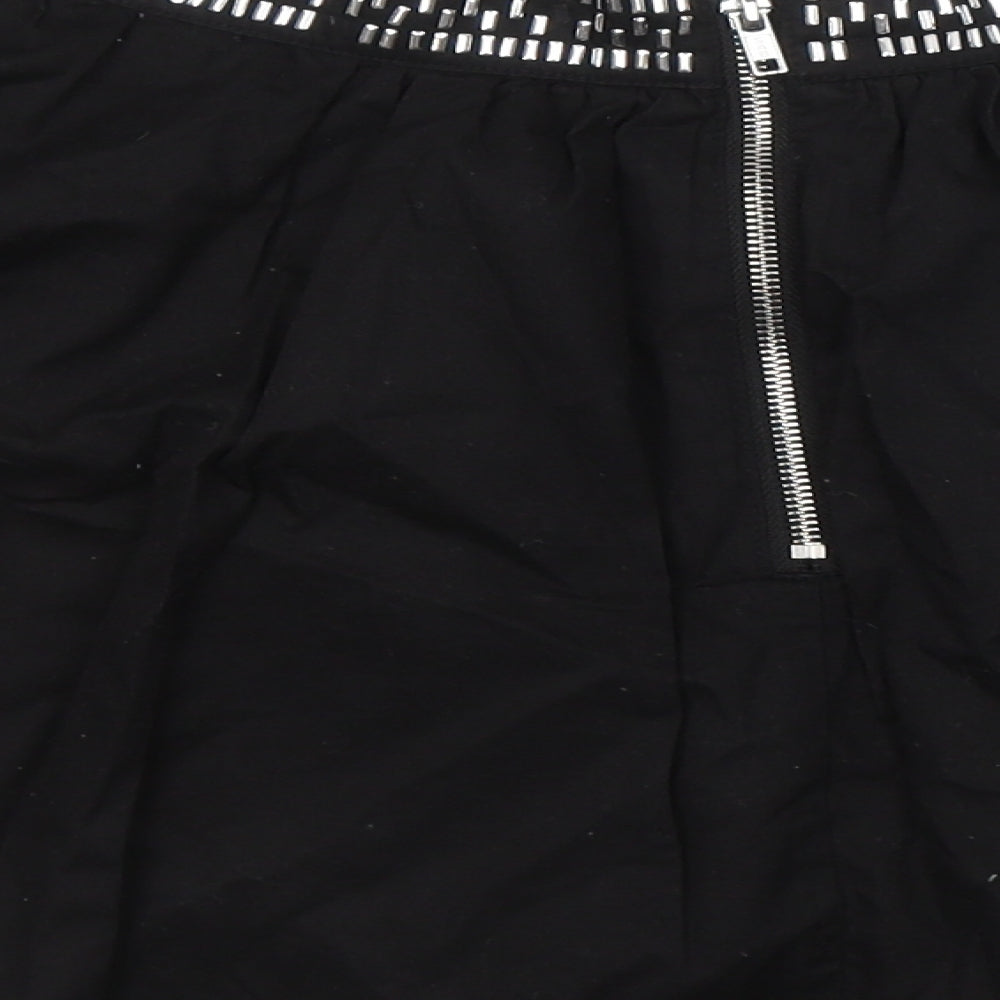 Divided by H&M Womens Black  Cotton Pleated Skirt Size 10   Zip