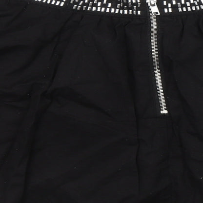 Divided by H&M Womens Black  Cotton Pleated Skirt Size 10   Zip