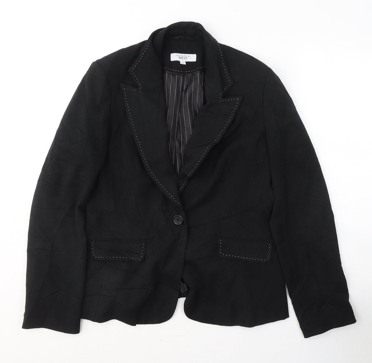 NEXT Womens Black  Polyester Jacket Suit Jacket Size 14