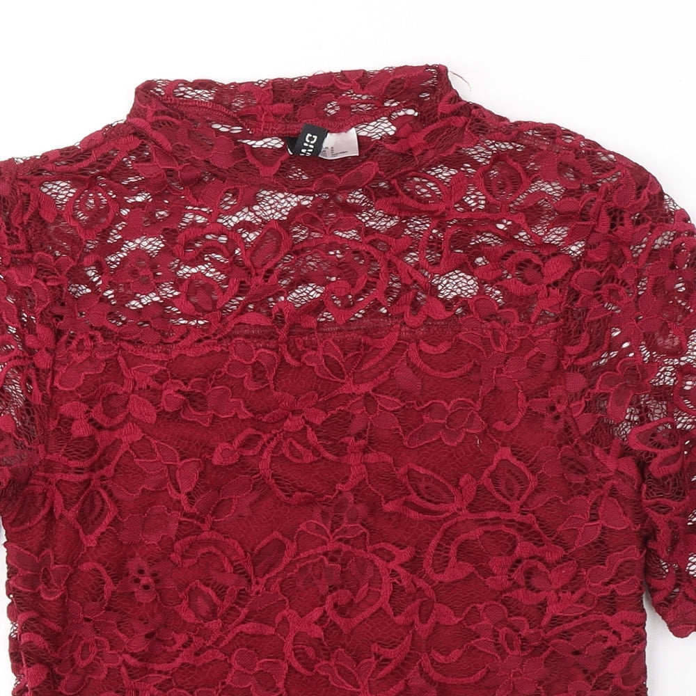 Womens UK Size S Divided Red Basic Blouse