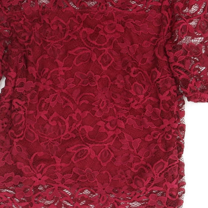 Womens UK Size S Divided Red Basic Blouse