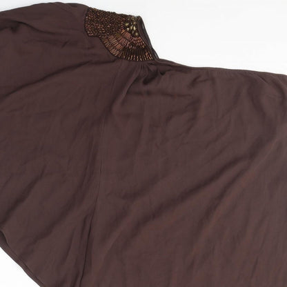 Womens UK Size 12 Oasis Brown Tunic Blouse
