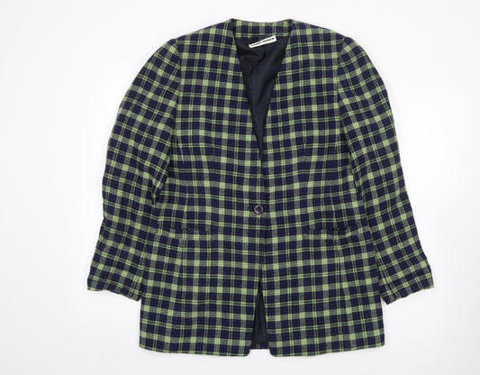 Gerry Weber Womens Multicoloured Plaid Wool Jacket Blazer Size 8