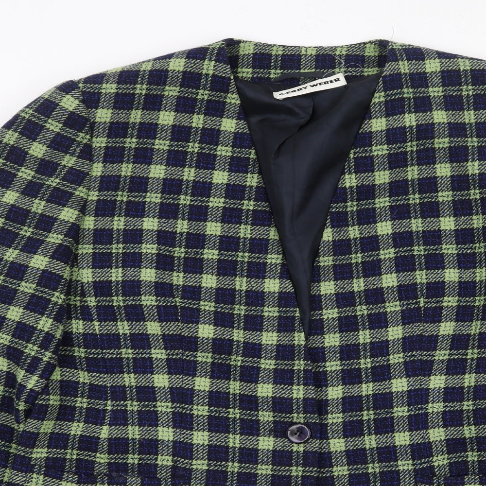 Gerry Weber Womens Multicoloured Plaid Wool Jacket Blazer Size 8
