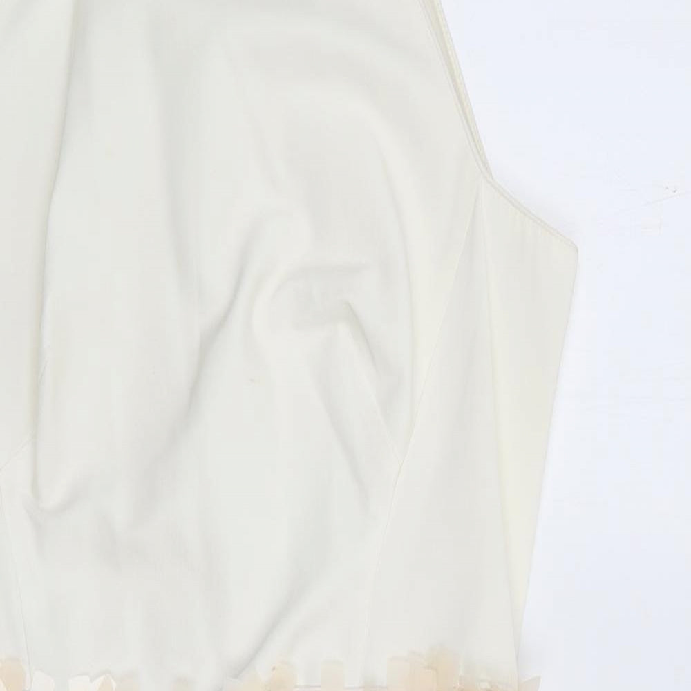 Coast Womens Ivory  Acetate Bodycon  Size S  Round Neck Zip