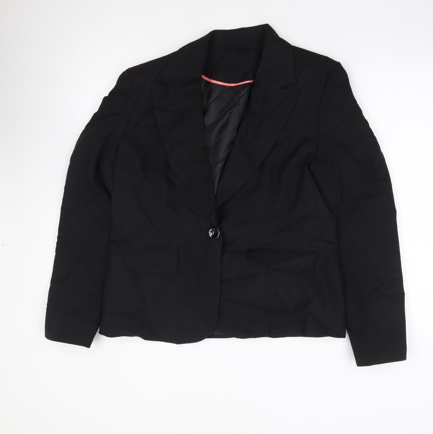 F&F Womens Black  Polyester Jacket Suit Jacket Size 14