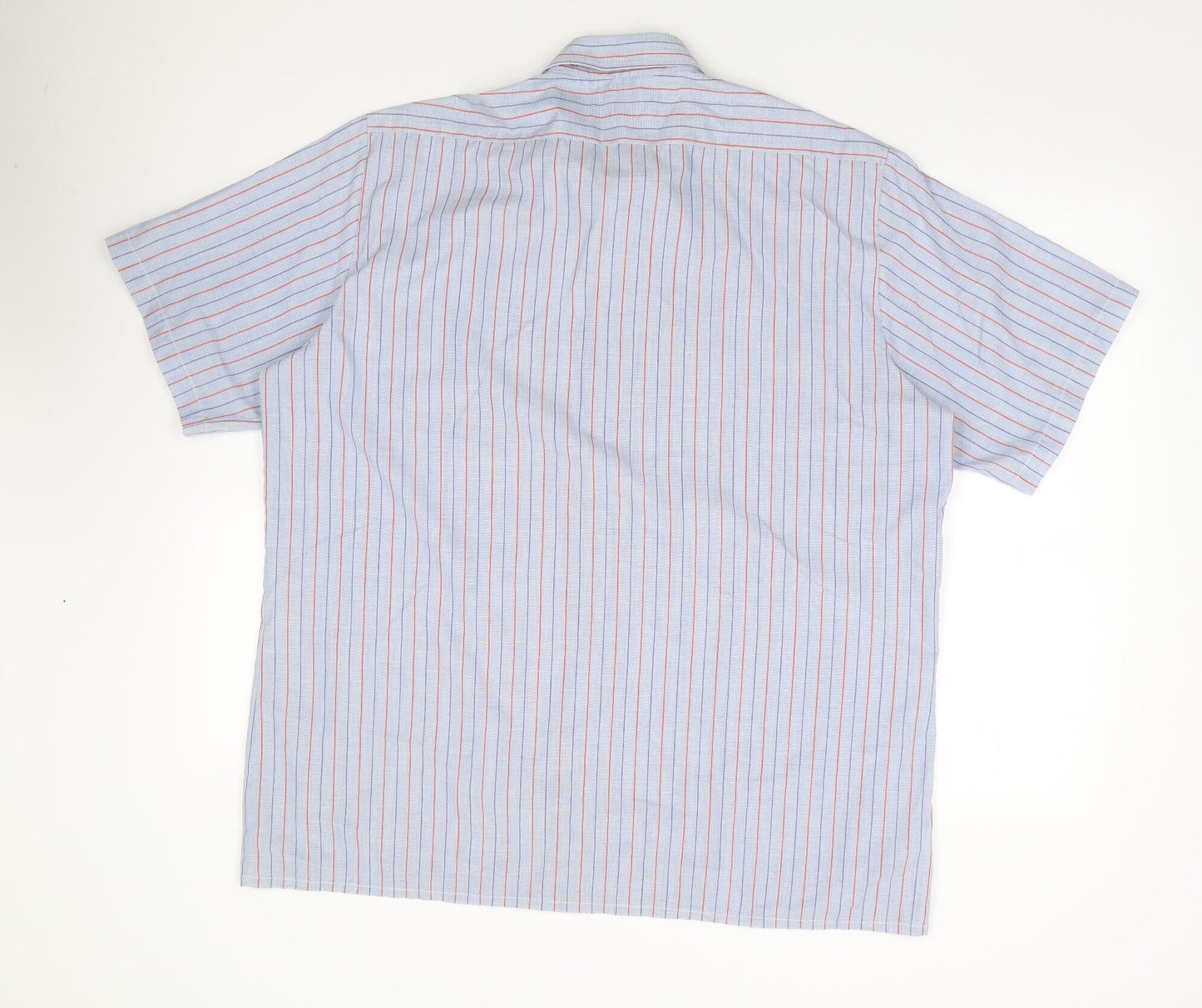 Welch Margretson Mens Blue Striped Polyester  Button-Up Size L Collared Button