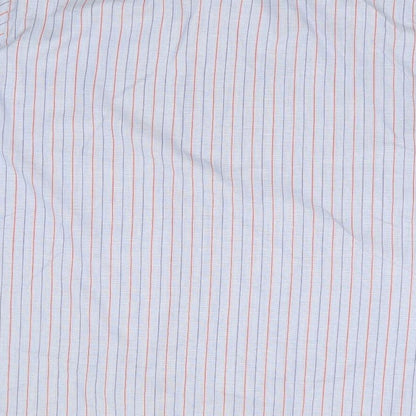 Welch Margretson Mens Blue Striped Polyester  Button-Up Size L Collared Button