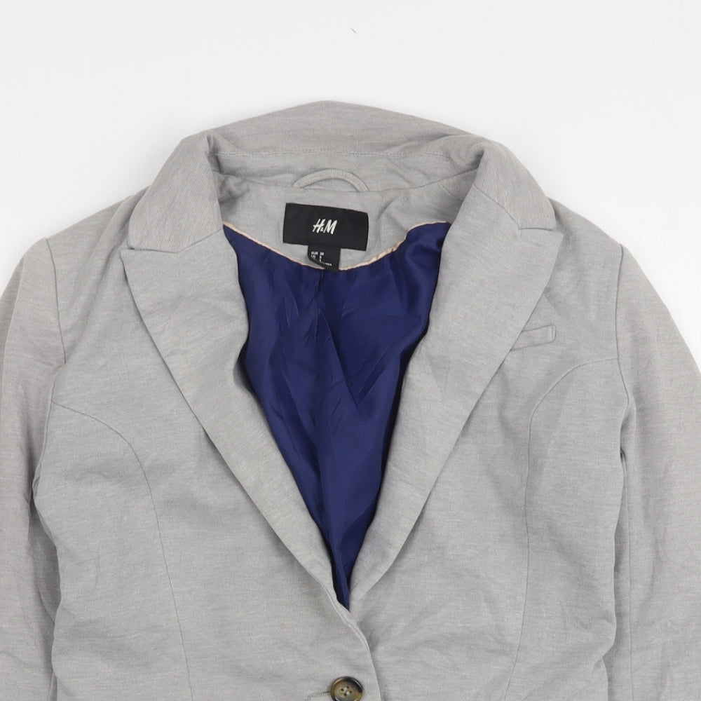 H&M Womens Grey  Polyester Jacket Blazer Size 10