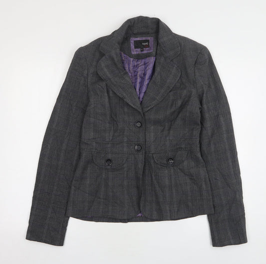 NEXT Womens Grey Check Polyester Jacket Suit Jacket Size 10