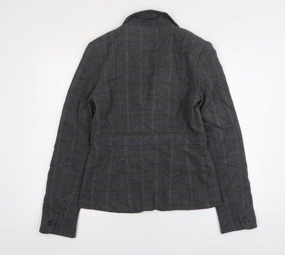 NEXT Womens Grey Check Polyester Jacket Suit Jacket Size 10