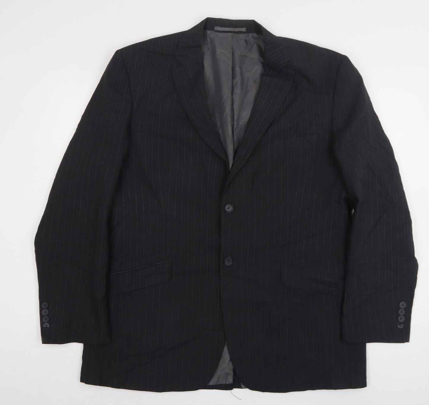 George Mens Grey Striped Polyester Jacket Suit Jacket Size 44