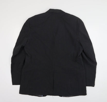 George Mens Grey Striped Polyester Jacket Suit Jacket Size 44