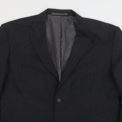 George Mens Grey Striped Polyester Jacket Suit Jacket Size 44