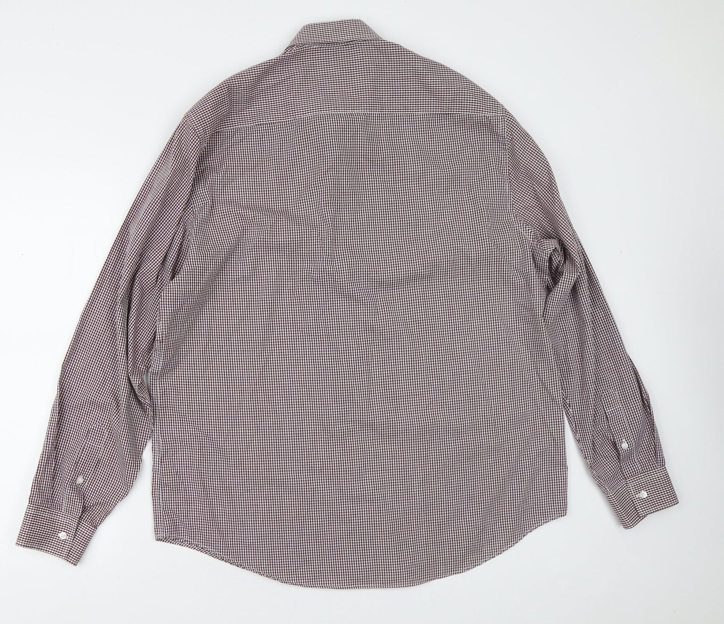 Primark Mens White Check Polyester  Button-Up Size XL Collared