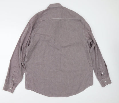 Primark Mens White Check Polyester  Button-Up Size XL Collared