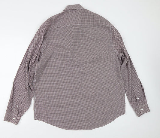 Primark Mens White Check Polyester  Button-Up Size XL Collared