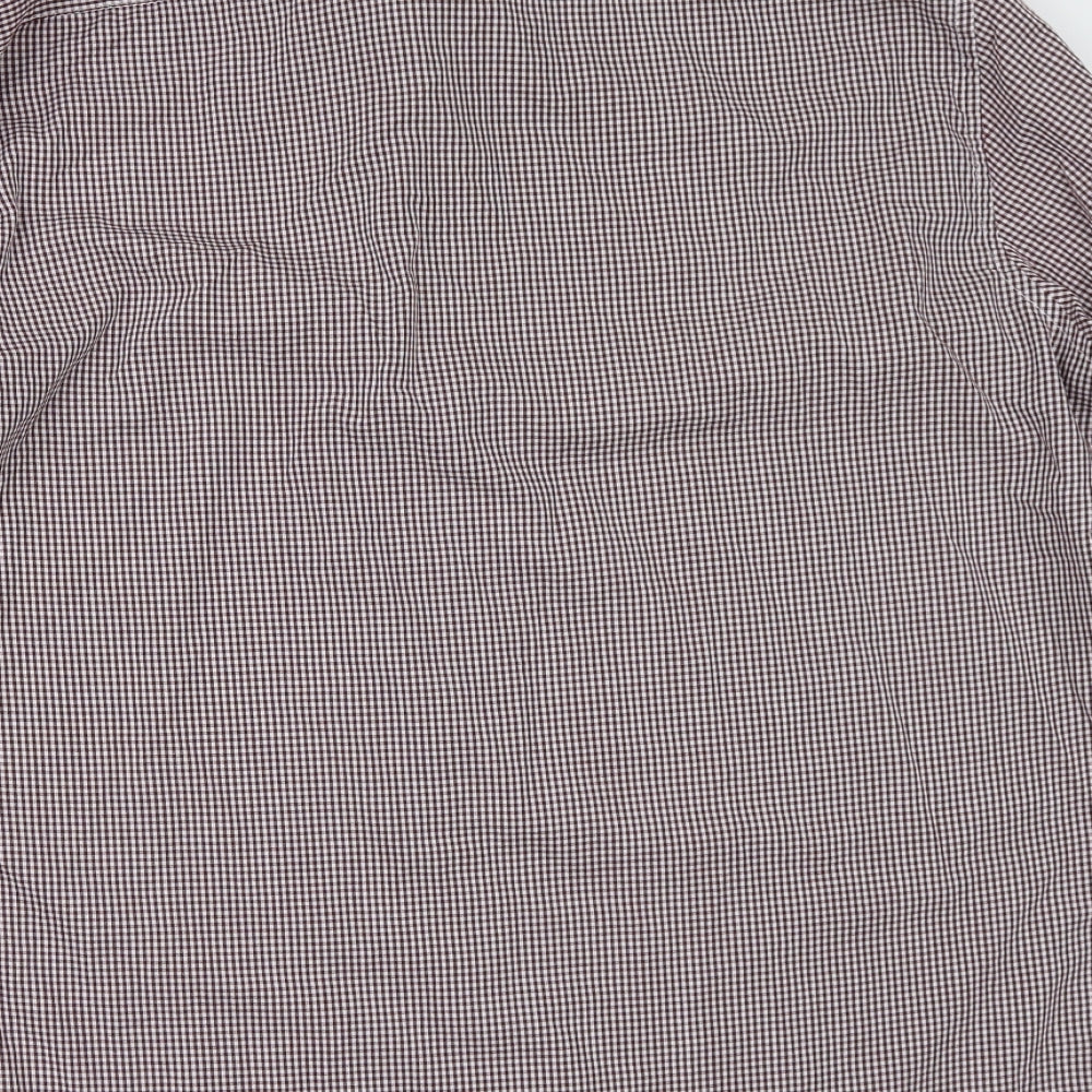 Primark Mens White Check Polyester  Button-Up Size XL Collared