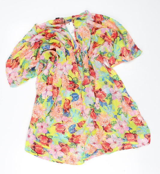 Primark Womens Multicoloured Floral Polyester Fit & Flare  Size 8  V-Neck  - Sheer