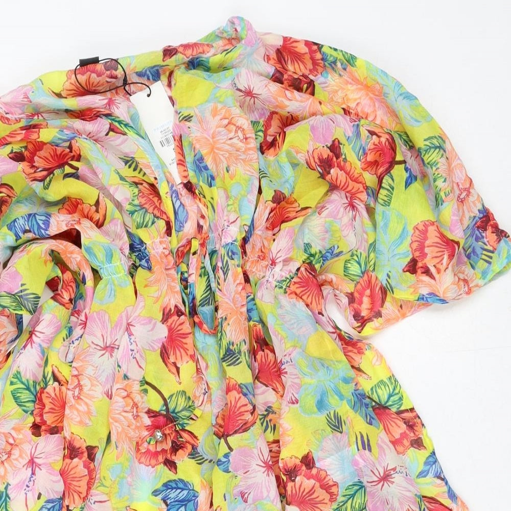 Primark Womens Multicoloured Floral Polyester Fit & Flare  Size 8  V-Neck  - Sheer