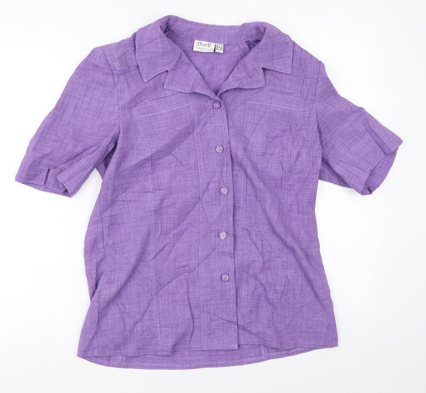 Oscar B Womens Purple  Polyester Tunic Button-Up Size 10 Collared