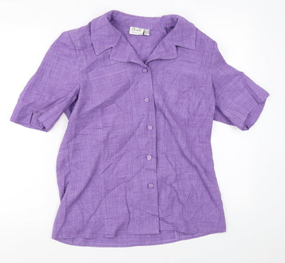 Oscar B Womens Purple  Polyester Tunic Button-Up Size 10 Collared