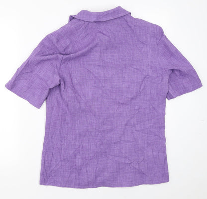Oscar B Womens Purple  Polyester Tunic Button-Up Size 10 Collared