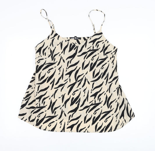 Capsule Womens Beige Animal Print Polyester Basic Tank Size 14 V-Neck
