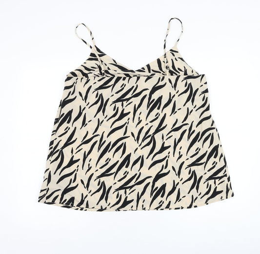 Capsule Womens Beige Animal Print Polyester Basic Tank Size 14 V-Neck