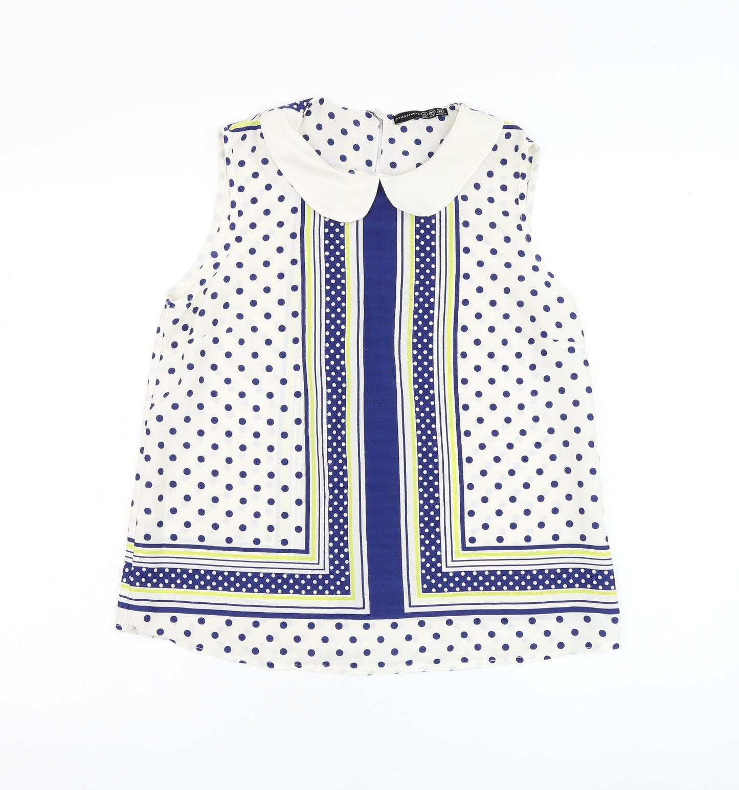 Atmosphere Womens White Polka Dot Polyester Basic Blouse Size 12 Collared