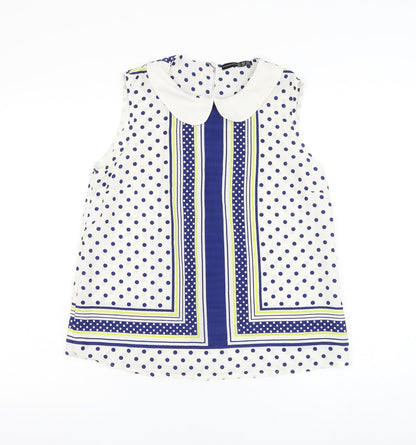 Atmosphere Womens White Polka Dot Polyester Basic Blouse Size 12 Collared