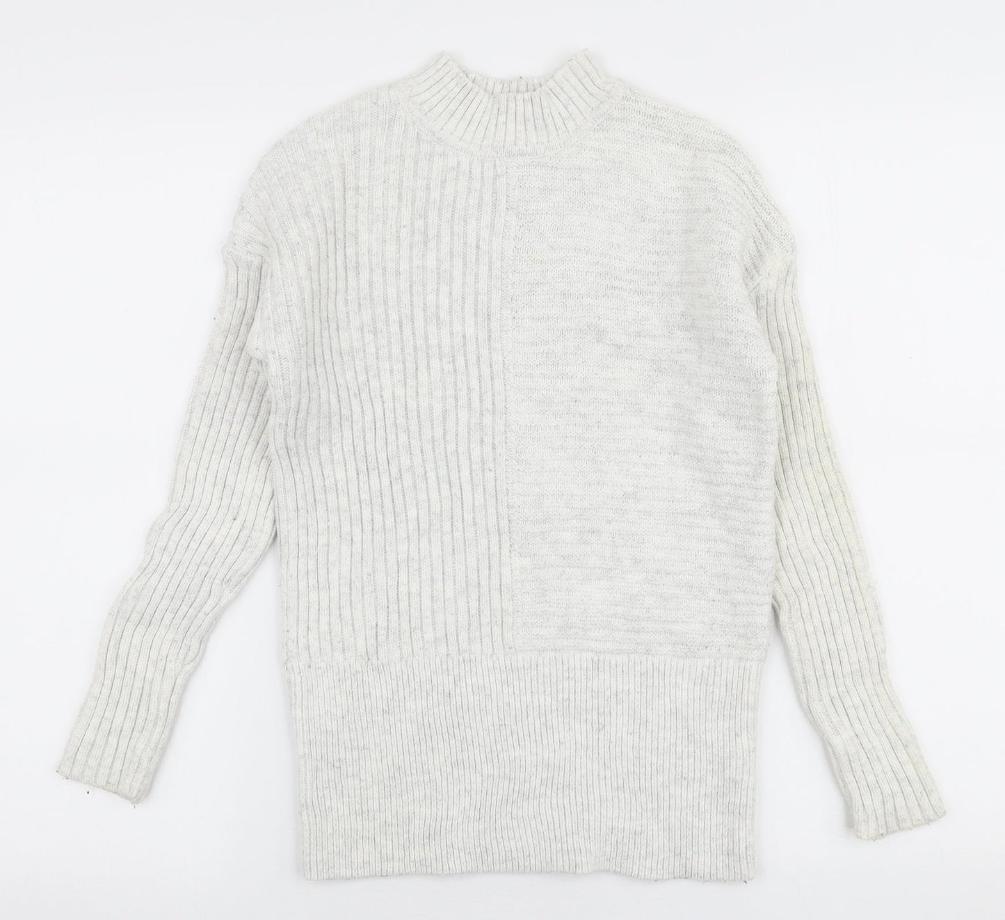 Primark Womens Grey High Neck  Cotton Pullover Jumper Size 6